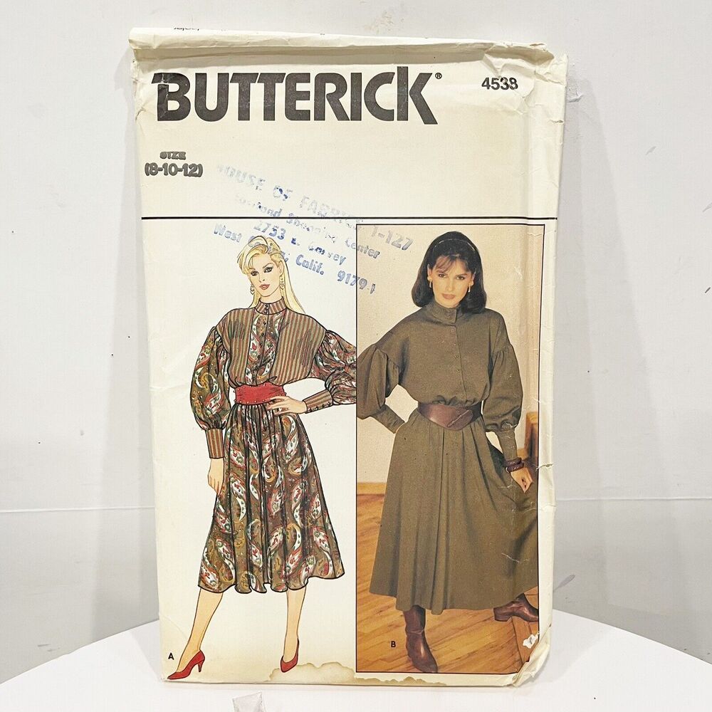UNCUT Vintage Butterick Sewing Pattern 4539 Dress Sz 8-10-12 Factory‎ Folded